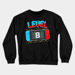 Birthday Level 8  Video Player Birthday Crewneck Sweatshirt